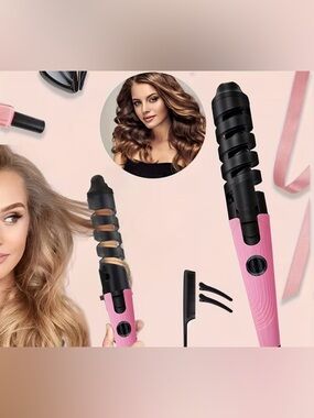 Pink Spiral Curling Wand for Women - Unbranded
